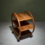 Circular Art Deco Serving Trolley in Walnut, Europe, 1930s