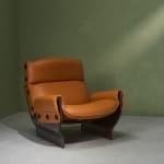 Gastone Rinaldi, Swivel Desk Chair in Cognac Coloured Upholstery, for RIMA, Italy, 1950's