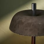 Sculptural Totem Table Lamp in Dark Textured Glass and Lacquered Wood, 1970's