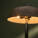 Sculptural Totem Table Lamp in Dark Textured Glass and Lacquered Wood, 1970's