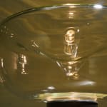 Sculptural Totem Table Lamp in Dark Textured Glass and Lacquered Wood, 1970's