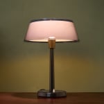 Sculptural Totem Table Lamp in Dark Textured Glass and Lacquered Wood, 1970's
