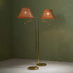 Sculptural Totem Table Lamp in Dark Textured Glass and Lacquered Wood, 1970's