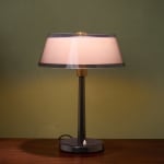 Sculptural Totem Table Lamp in Dark Textured Glass and Lacquered Wood, 1970's