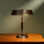 Sculptural Totem Table Lamp in Dark Textured Glass and Lacquered Wood, 1970's