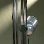 Rationalist Table Lamp in Green Lacquered Metal and Brass with Adjustable Shade, Italy, 1950's