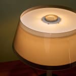 Sculptural Totem Table Lamp in Dark Textured Glass and Lacquered Wood, 1970's