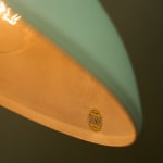 Rationalist Table Lamp in Green Lacquered Metal and Brass with Adjustable Shade, Italy, 1950's
