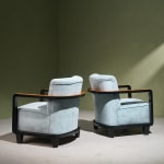 Oversized Lounge Chairs in Chromed Steel, Reupholstered in Black Corduroy Fabric, Italy, 1970s