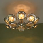 Sculptural Totem Table Lamp in Dark Textured Glass and Lacquered Wood, 1970's