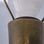 Sculptural Totem Table Lamp in Dark Textured Glass and Lacquered Wood, 1970's