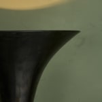 Sculptural Totem Table Lamp in Dark Textured Glass and Lacquered Wood, 1970's