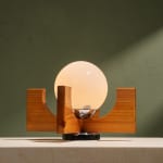 Rationalist Table Lamp in Green Lacquered Metal and Brass with Adjustable Shade, Italy, 1950's