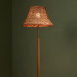 Sculptural Totem Table Lamp in Dark Textured Glass and Lacquered Wood, 1970's
