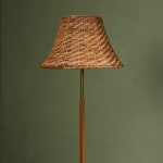 Sculptural Totem Table Lamp in Dark Textured Glass and Lacquered Wood, 1970's