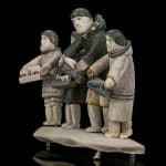 ROMEO EEKERKIK (1923-1983) ARVIAT (ESKIMO POINT), Four Inuit Bringing their Works to the Co-Op, 1975
