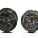 UNIDENTIFIED ARTIST INUKJUAK (PORT HARRISON), Two Buttons, Decorated with Faces of an Inuk, c. 1975