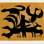 KENOJUAK ASHEVAK, C.C., R.C.A. (1927-2013) KINNGAIT (CAPE DORSET), Composition (Two Owls with Birds), 1962