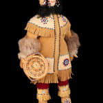 ELLEN SAVAGE (ELLEN SAVAGE XIDHOY) (1919-2004) DEG XINAG ATHABASCAN, Athabaskan Doll with Beaded Coat and Willow Root Basket, 12 Sept...