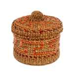 ELLEN SAVAGE (ELLEN SAVAGE XIDHOY) (1919-2004) DEG XINAG ATHABASCAN, Athabaskan Doll with Beaded Coat and Willow Root Basket, 12 Sept...