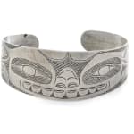 Attributed to: JOHN CROSS (1867-1939) SKIDEGATE, HAIDA GWAII, Cuff Bracelet with Frontal Bear Design, c. 1920