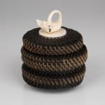 ELLEN SAVAGE (ELLEN SAVAGE XIDHOY) (1919-2004) DEG XINAG ATHABASCAN, Athabaskan Doll with Beaded Coat and Willow Root Basket, 12 Sept...