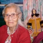 ELLEN SAVAGE (ELLEN SAVAGE XIDHOY) (1919-2004) DEG XINAG ATHABASCAN, Athabaskan Doll with Beaded Coat and Willow Root Basket, 12 Sept...