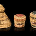 UNIDENTIFIED NUU-CHAH-NULTH ARTISTS, Two Miniature Baskets and a Miniature Rain Hat, 1990s