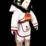 ELLEN SAVAGE (ELLEN SAVAGE XIDHOY) (1919-2004) DEG XINAG ATHABASCAN, Athabaskan Doll with Beaded Coat and Willow Root Basket, 12 Sept...