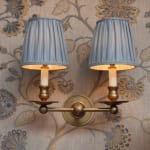 Claremont Faille Lagano Slate Blue Silk Lampshade with Antique Braid and Silk Lining