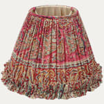 Hand Stitched Vintage Indian Hand Block Printed Lampshade with Frilled Skirt
