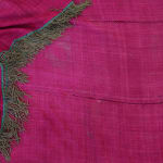 Uzbek Silk Purple Shawl with Green Fringe