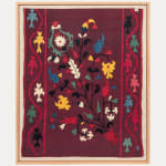 Framed Uzbek Silk Suzani Fragment