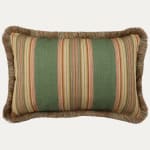 Prelle Bourette Rayee Perigord Vert Decorative Cushion with Brush Fringe