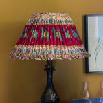 Extraordinary Antique Woodblock Print Kalamkari Lampshade with Skirt