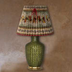 Floren x Gaëlle Langston Decors Barbares Casse-noisette Green Concertina Lampshade with Samuel and Sons Trim