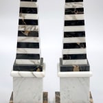 Pair of 16" Small Obelisks Nero Portoro and Calacatta Borghini Obelisks
