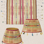 Antique 19th C Ottoman Striped Silk Hand Sewn Gathered Shade