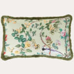 Antoinette Poisson Canton Green Cushion with Fabric Both Sides and Brush Fringe