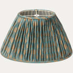 Fortuny Piumette Blue and Gold Handsewn Oval Lampshade