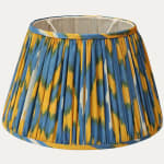 Stunning Blue and Yellow Silk Cotton Ikat Handsewn Lampshade