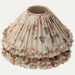 Bennison Samarkand Beige on Silk Handsewn Coolie Lampshade with Ruffle Trim