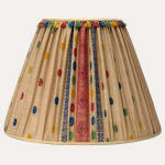 A pair of Very Special Lampshades Hand-sewn using Hand-woven Muga Silk with Eri Silk Motifs
