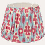 Schumacher Hamilton Ikat in Sky Blue and Cherry Red Handsewn Lampshade