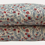 Bennison Cinnabar Faded on Oyster with Wendy Cushion Fine Cut Vintage Trim