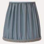 Claremont Faille Lagano Slate Blue Silk Lampshade with Antique Braid and Silk Lining