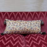 Beautiful Vintage Hand Block Printed Kalamkari Cushion with Tassels