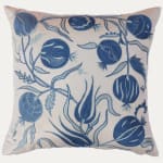 Unique Suzani Cushion with Silk Hand Embroidered Pomegranate Motifs on Silk & Cotton Base Cloth
