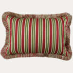 Prelle Fleuret Rayee Brantome Mousse et Rubis Decorative Cushion with Brush Fringe
