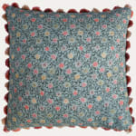 Robert Kime Hanataba Blue Decorative Cushion with Fan Edge Trim
